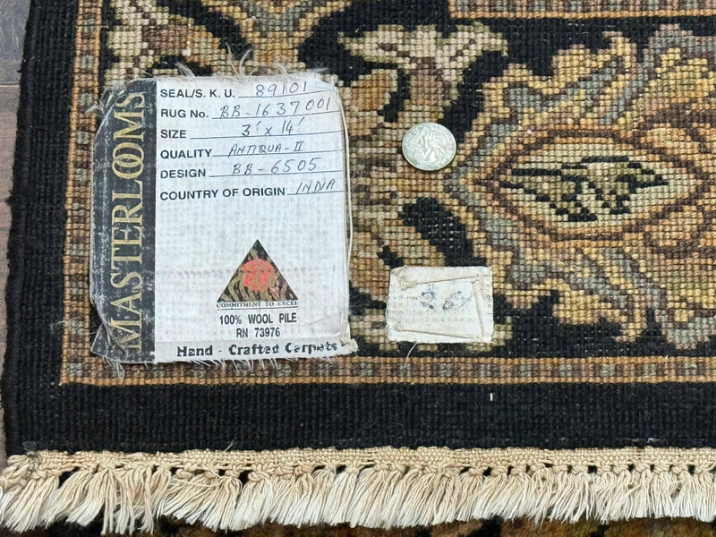 Indian Runner Rug 3x14, Panel Design, Oriental Carpet for Hallway by Jewel Rugs