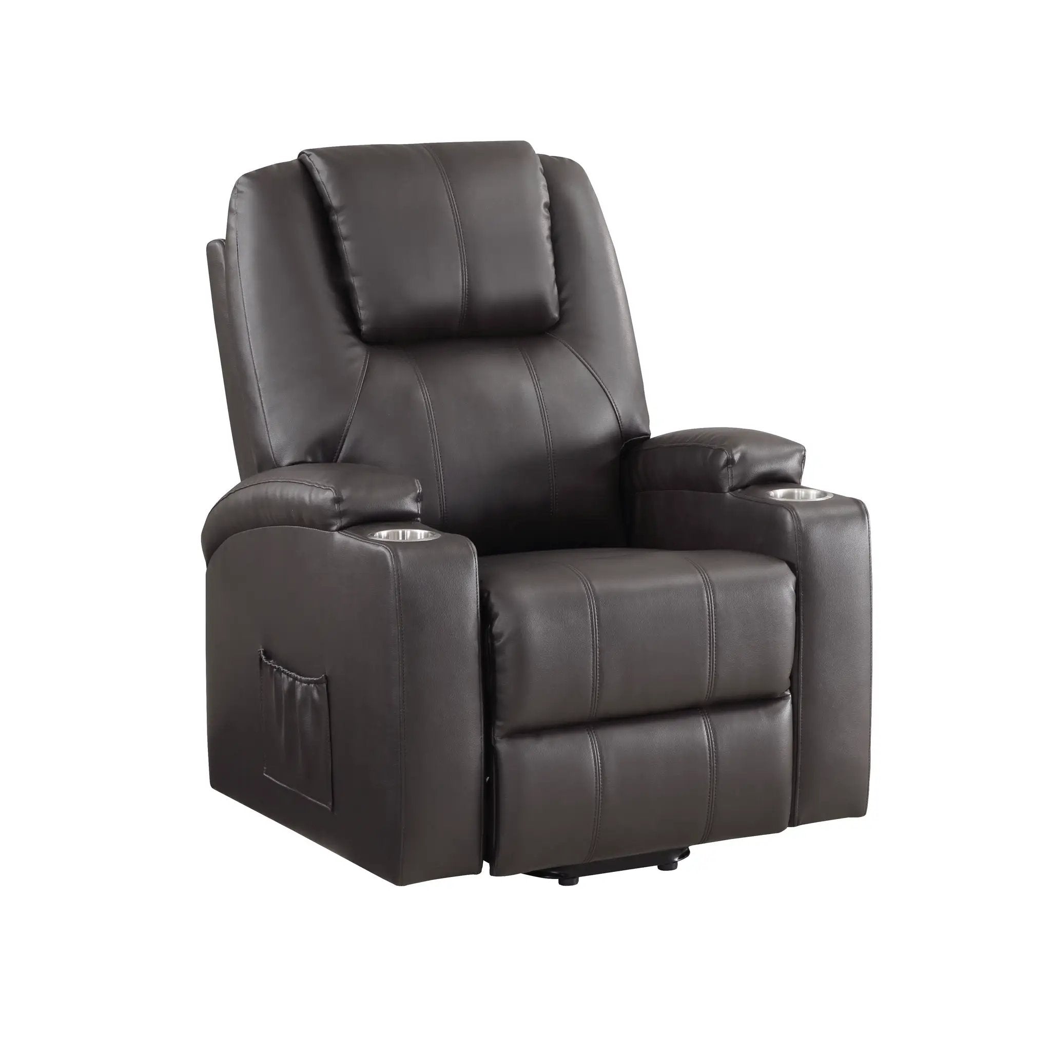 Brown Leather Recliner Aire w/Power Lift & Massage by HouseOfZazla
