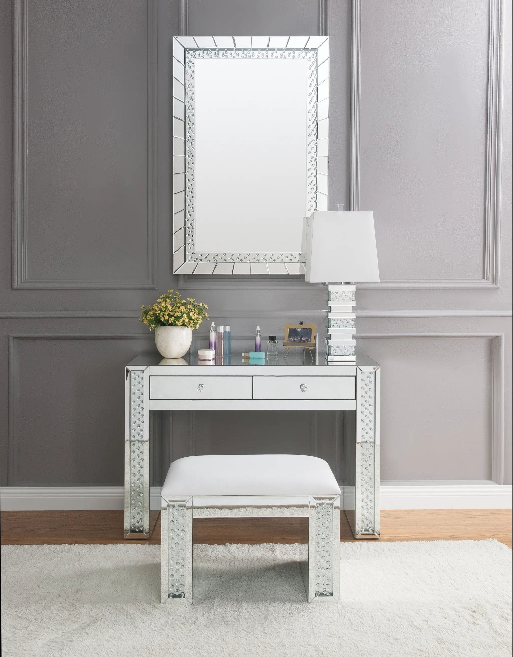 Nysa Mirrored & Faux Crystals Accent Mirror by HouseOfZazla