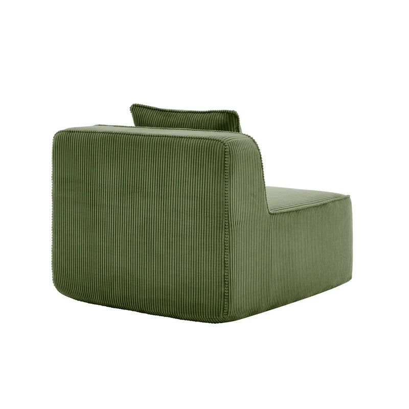 Armless Sofa with Pillow - Green Corduroy by HouseOfZazla