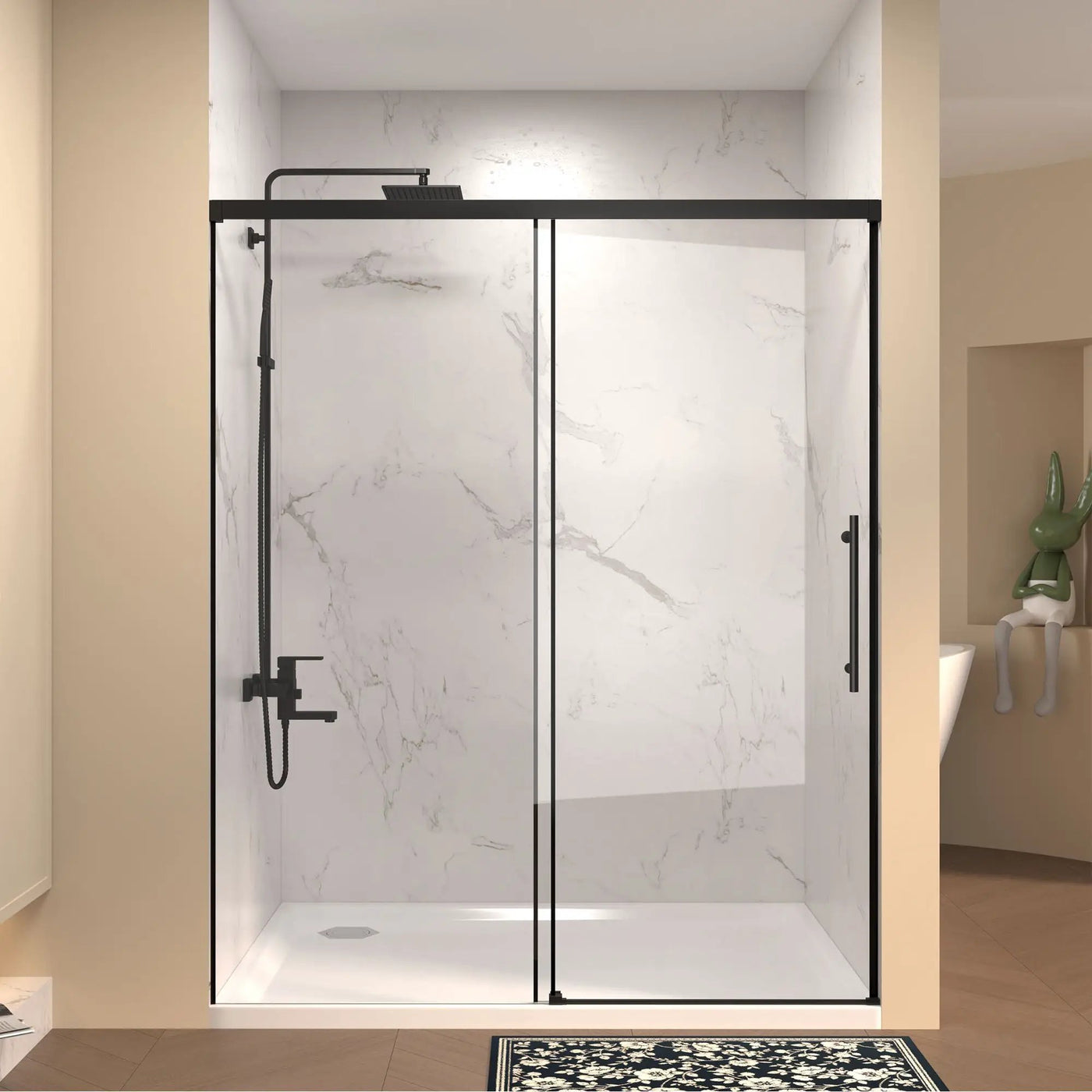 Frameless Single Sliding Shower Door by HouseOfZazla