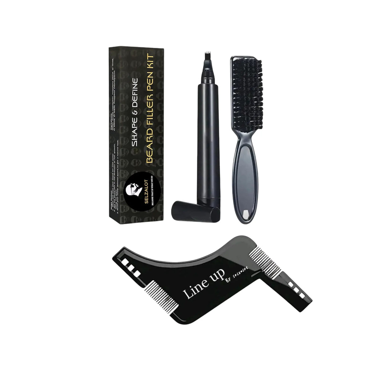 Beard Filler Pen and Beard Shaper for Men Beard Lineup Tool for Grooming Beard Guide Shape kit Black Waterproof Pen with Brush Barber Styling Pencil Beard Grooming Kit Barber Accessories