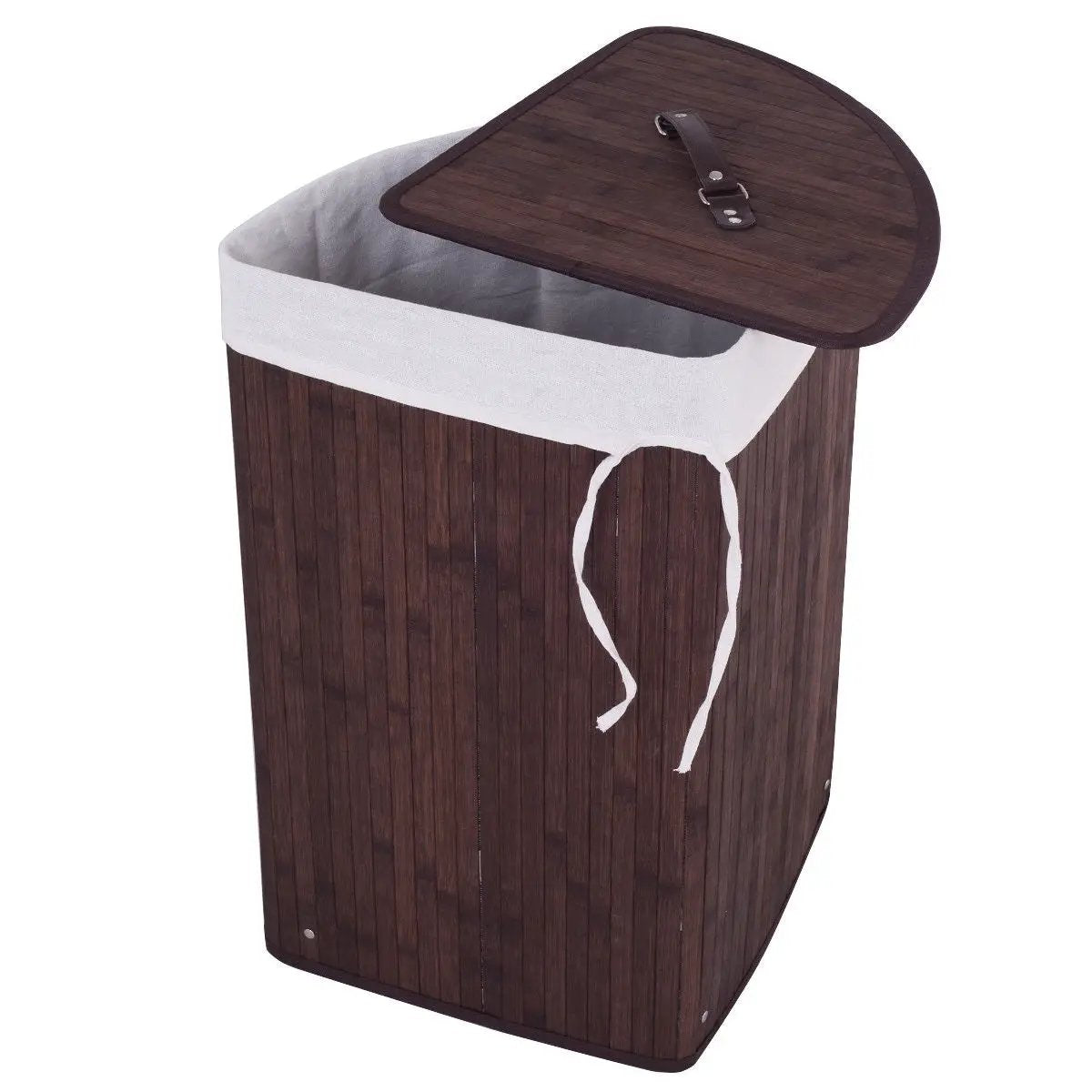 Corner Bamboo Hamper Laundry Basket, photo 3 of 11
