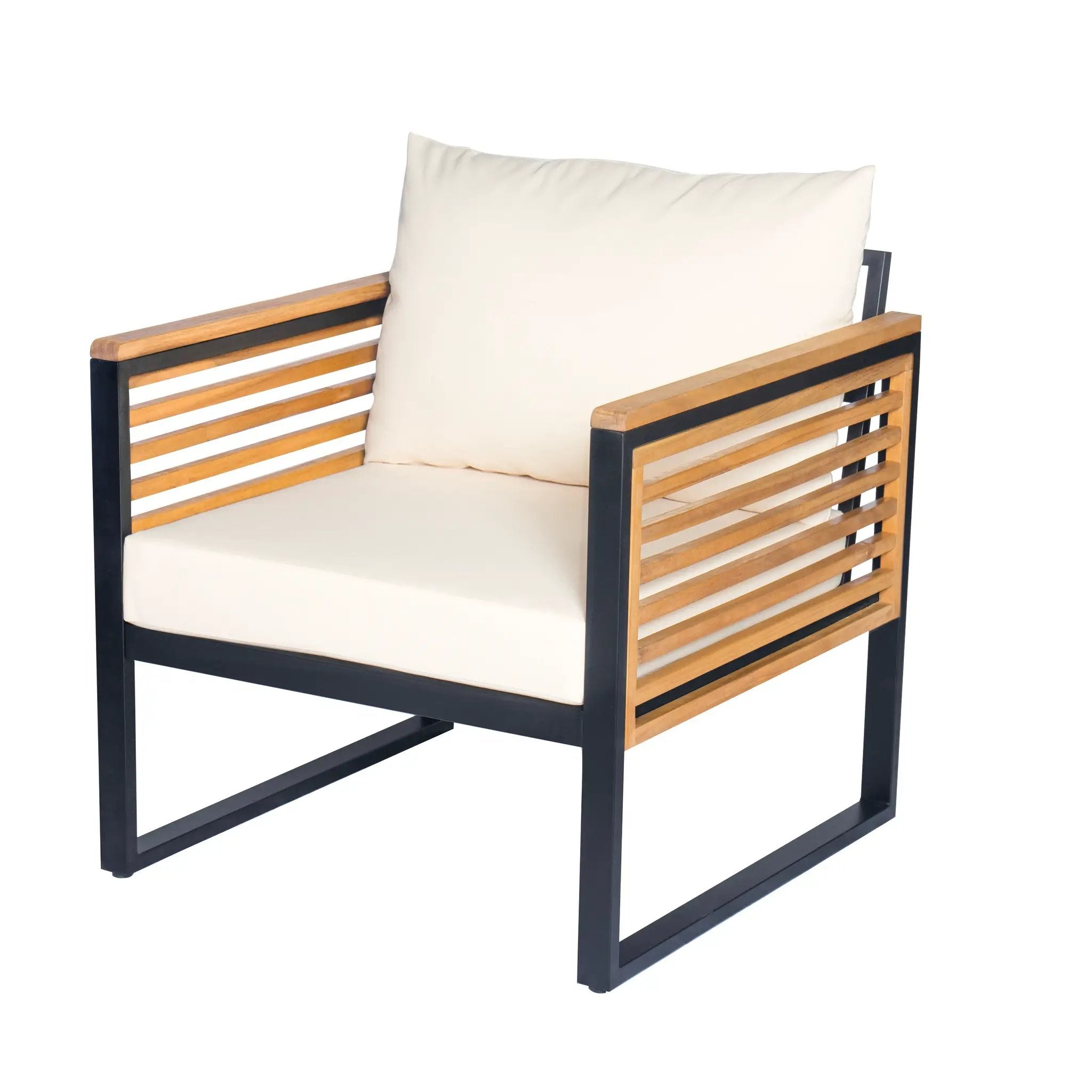 Outdoor 4-Piece Acacia Wood and Metal Patio Sofa Set by HouseOfZazla
