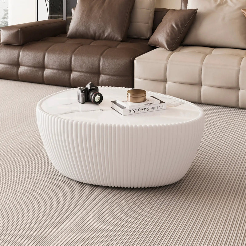 Light Sintered Stone Top Goose Egg Shape Table by HouseOfZazla