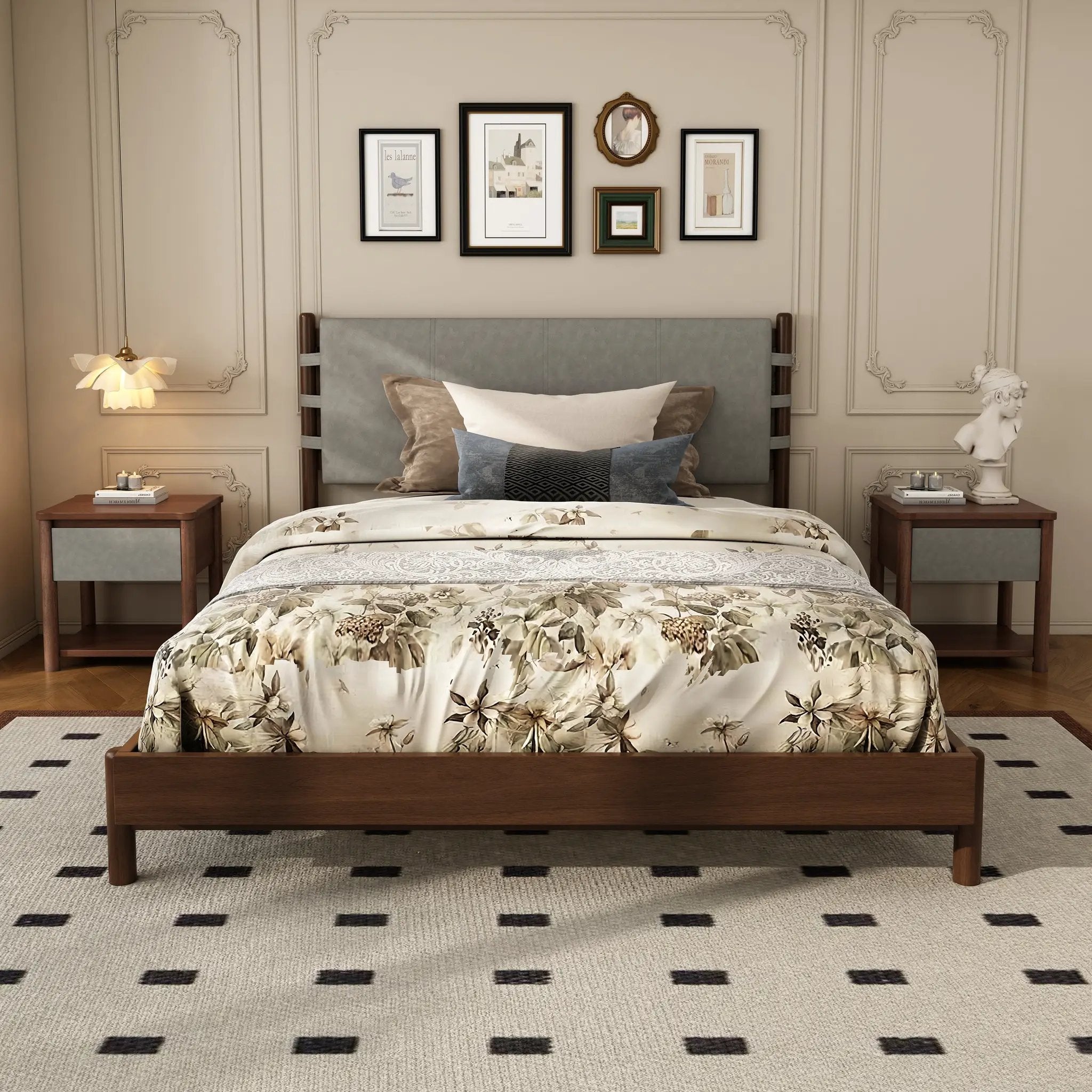 Modern Queen Bed Frame Set with 2 Nightstands by HouseOfZazla