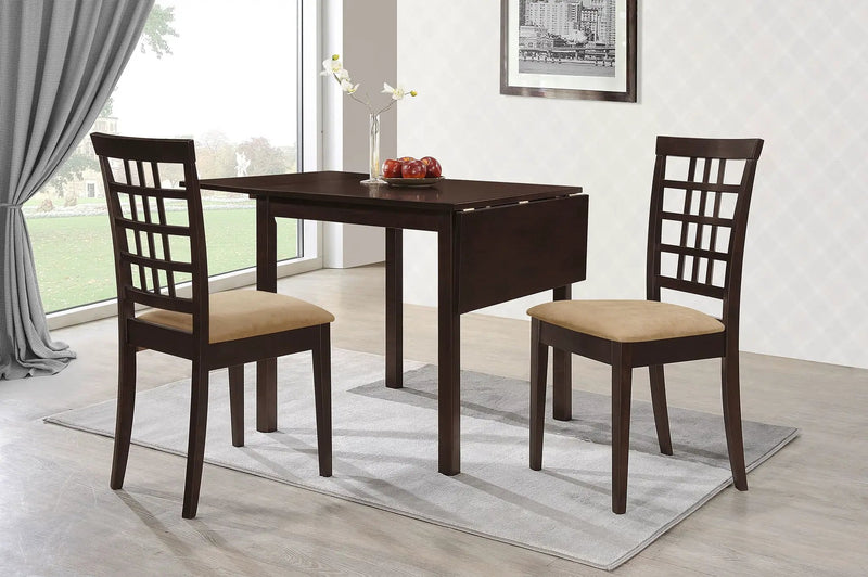 Kelso 3-piece Drop Leaf Dining Table Set Cappuccino and Tan by Unique Piece Furniture