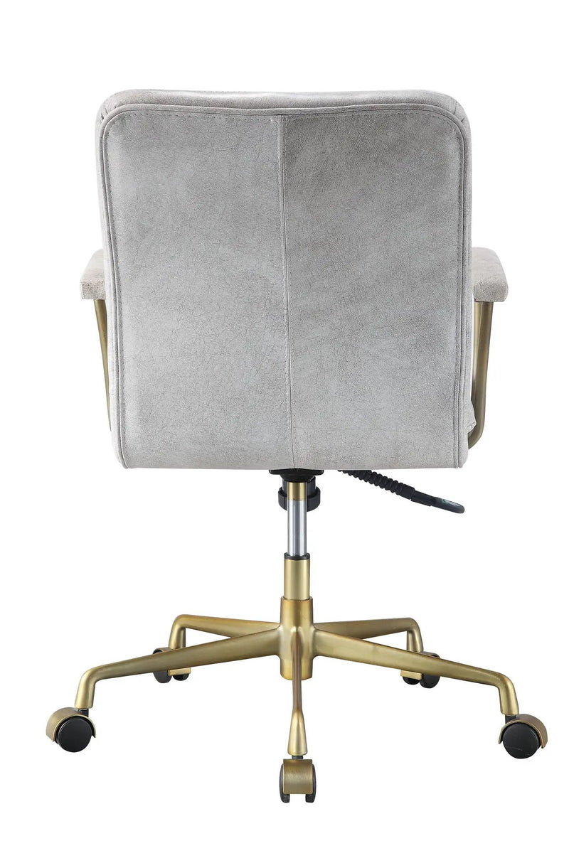 Damir - Vintage Top Grain Leather Office Chair - Antique White / Vintage by Unique Piece Furniture