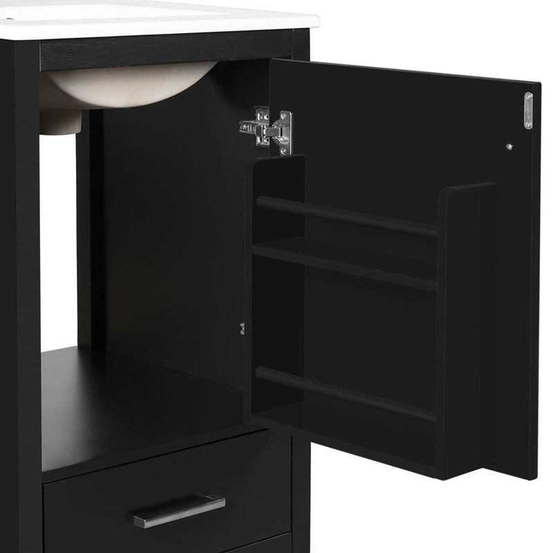 Bathroom Vanity With Ceramic Sink, Soft Close Drawers, Door Organizer, Divider Drawer, Adjustable Foot Pads by HouseOfZazla