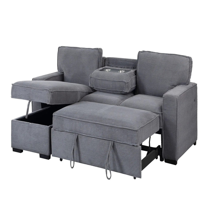 Territory - Pull Out Sofa Bed With Design - Dark Gray by Unique Piece Furniture