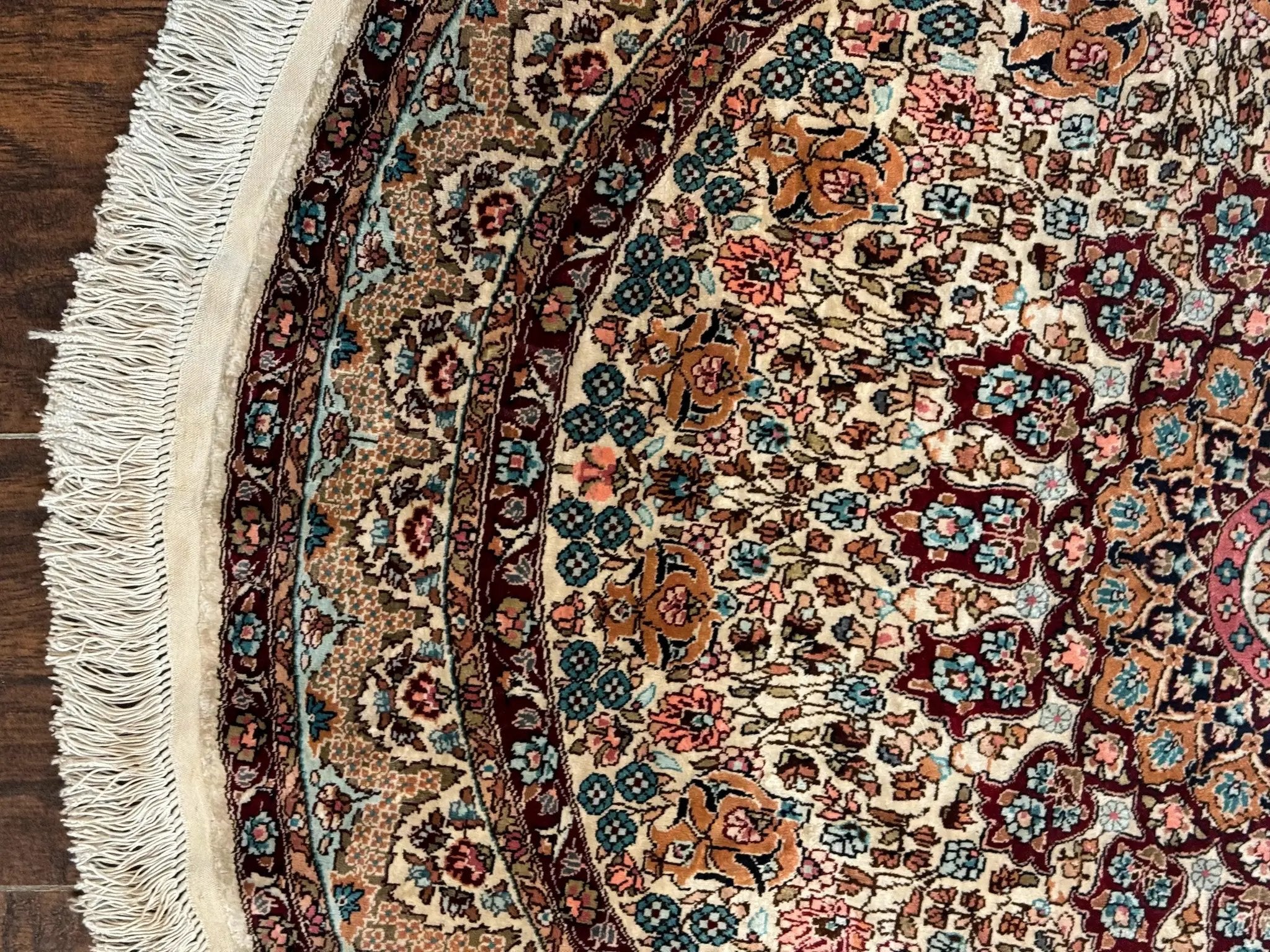 Round Silk Rug 3x3, Extremely Fine 580 KSPI, Sino Persian Round Handmade Carpet, Silk on Silk by Jewel Rugs