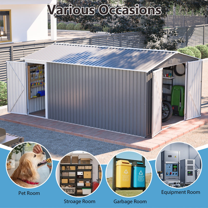 10x14 Ft Outdoor Metal Storage Shed by HouseOfZazla