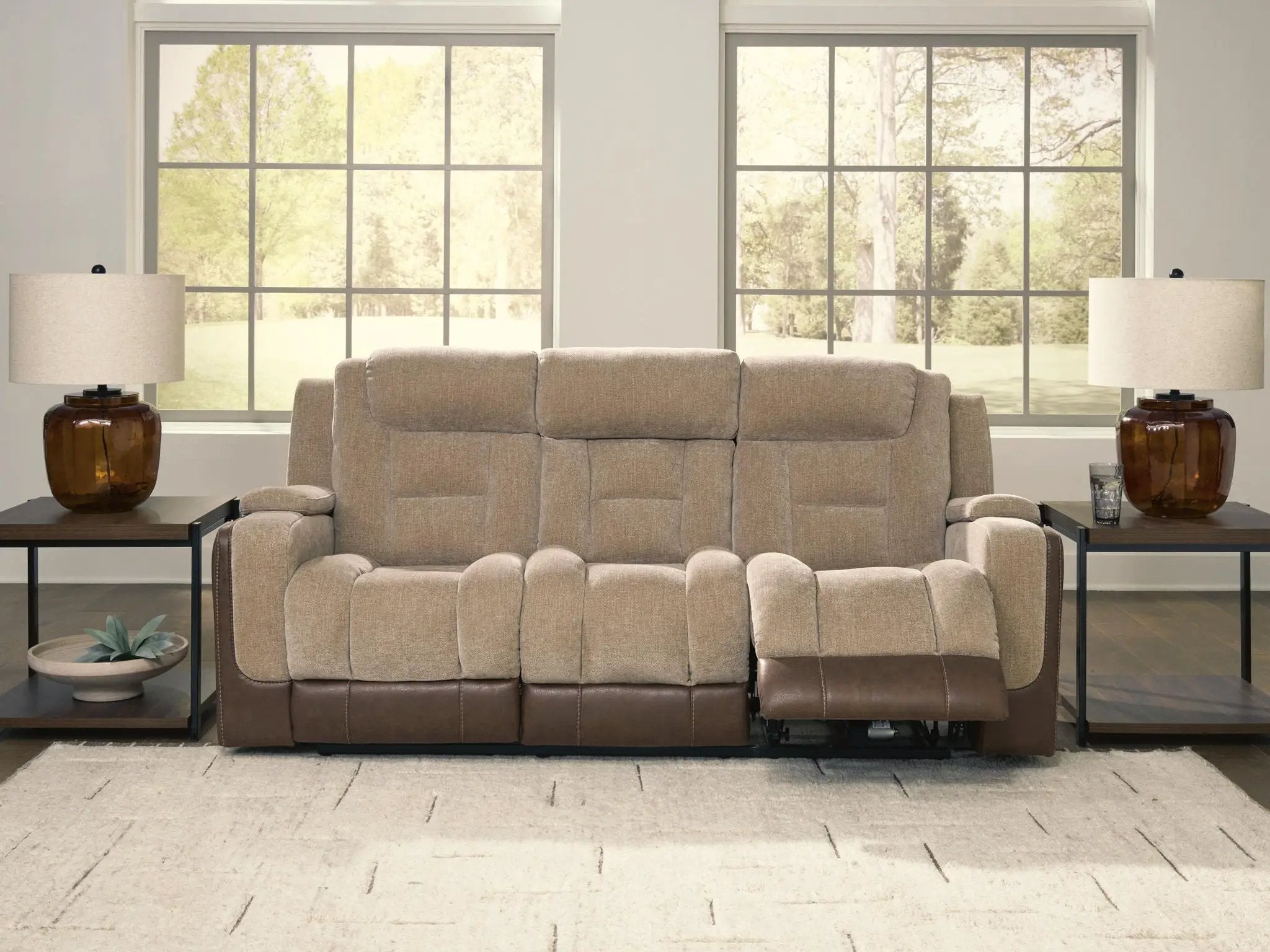 Mixed Motion - Power Reclining Sofa With Adjustable Headrest by Unique Piece Furniture