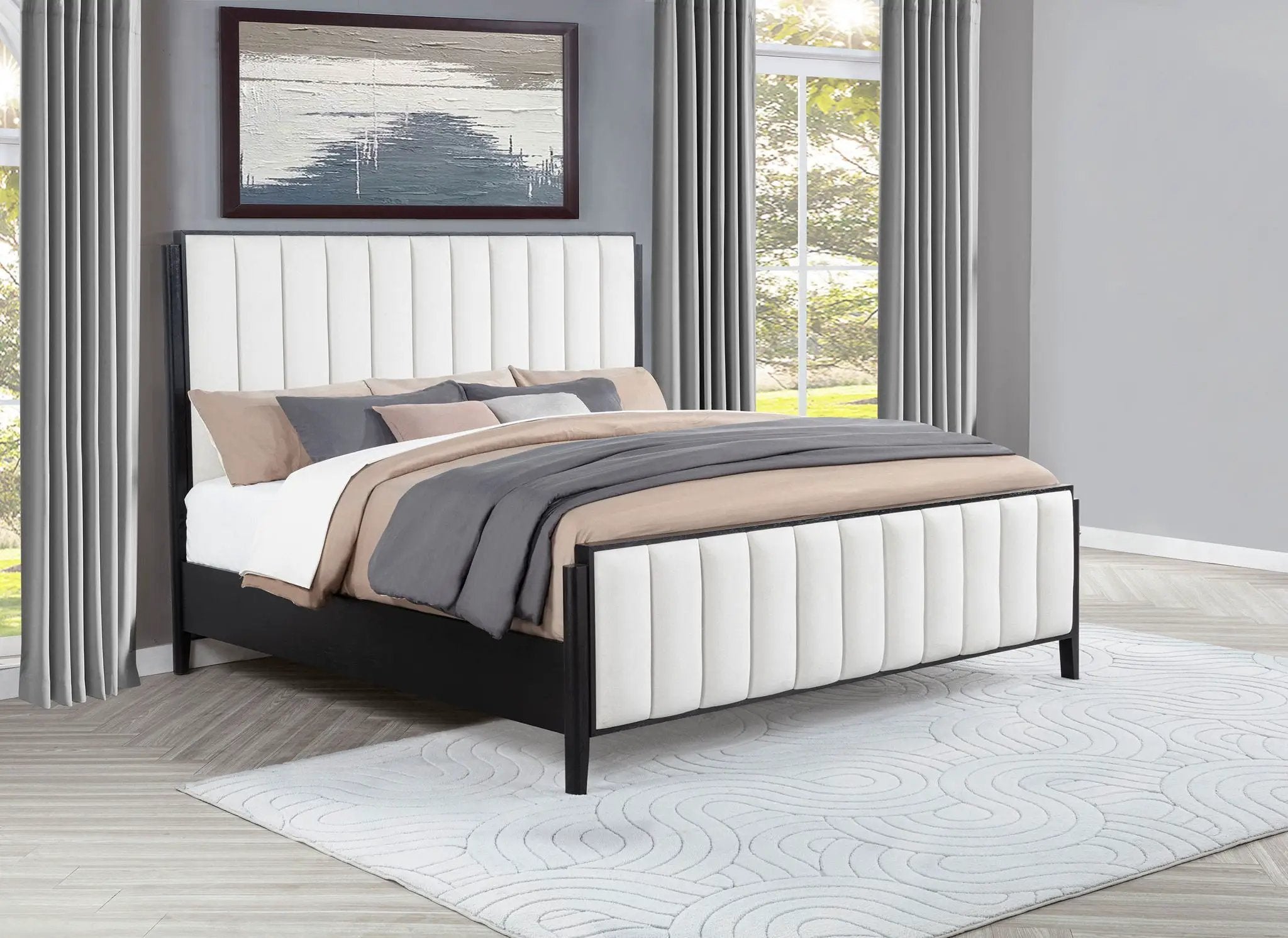 Brookmead 60-inch Upholstered Eastern King Bed Black by Unique Piece Furniture