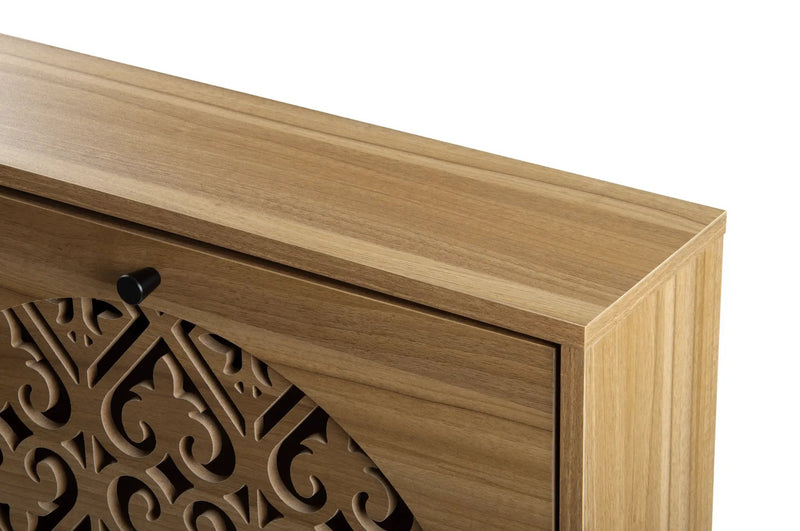 Japandi Narrow Shoe Cabinet with 2 Flip Drawers by HouseOfZazla