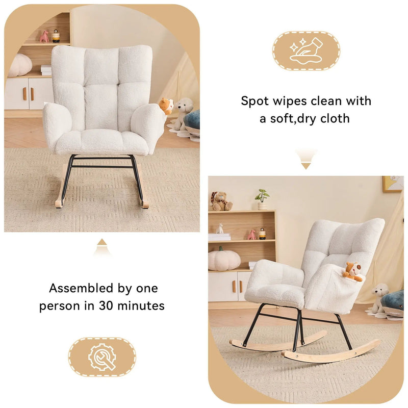 Rocking Gilder Chair For Living Room - Ivory by Unique Piece Furniture
