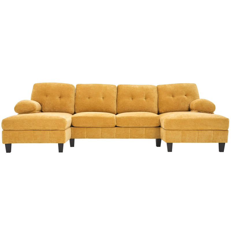 U-Shaped Sectional Sofa 103.5" Fabric Couch With Dual Chaise Lounges, Storage Pockets, Armrest Pillows by HouseOfZazla