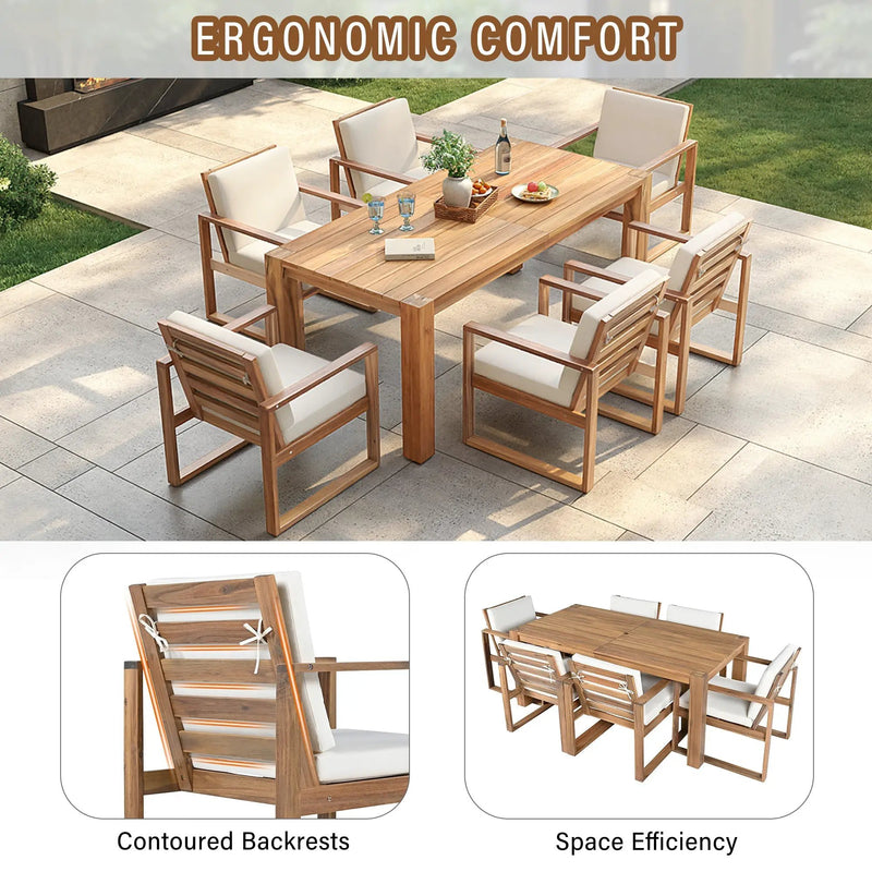 TREXM Patio Table and Chairs Set, 7-Piece Outdoor Dining Set for 6 by HouseOfZazla