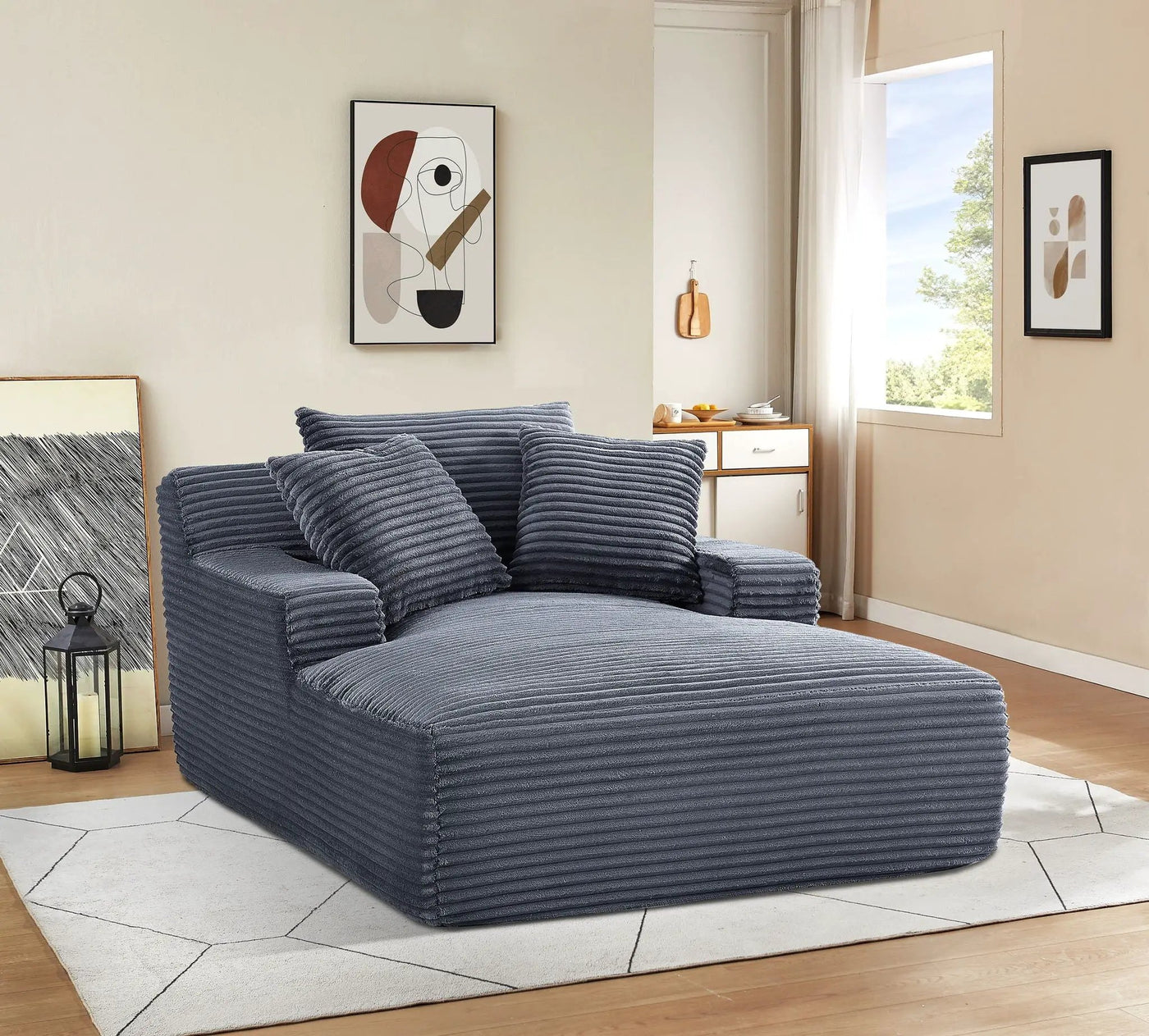 Cloudline - Oversized Chaise Lounge, Modern Comfy Couch With Full Foam Cushioning, Cozy Sleeper Sofabed by Unique Piece Furniture