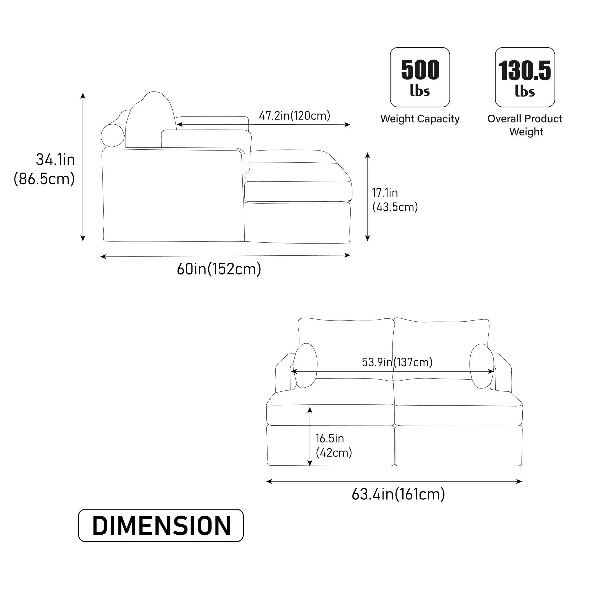 Modern Aesthetic Wide Sofa Bed by HouseOfZazla