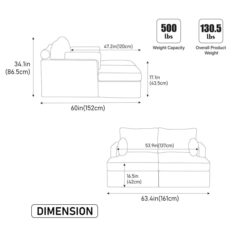 Modern Aesthetic Wide Sofa Bed by HouseOfZazla