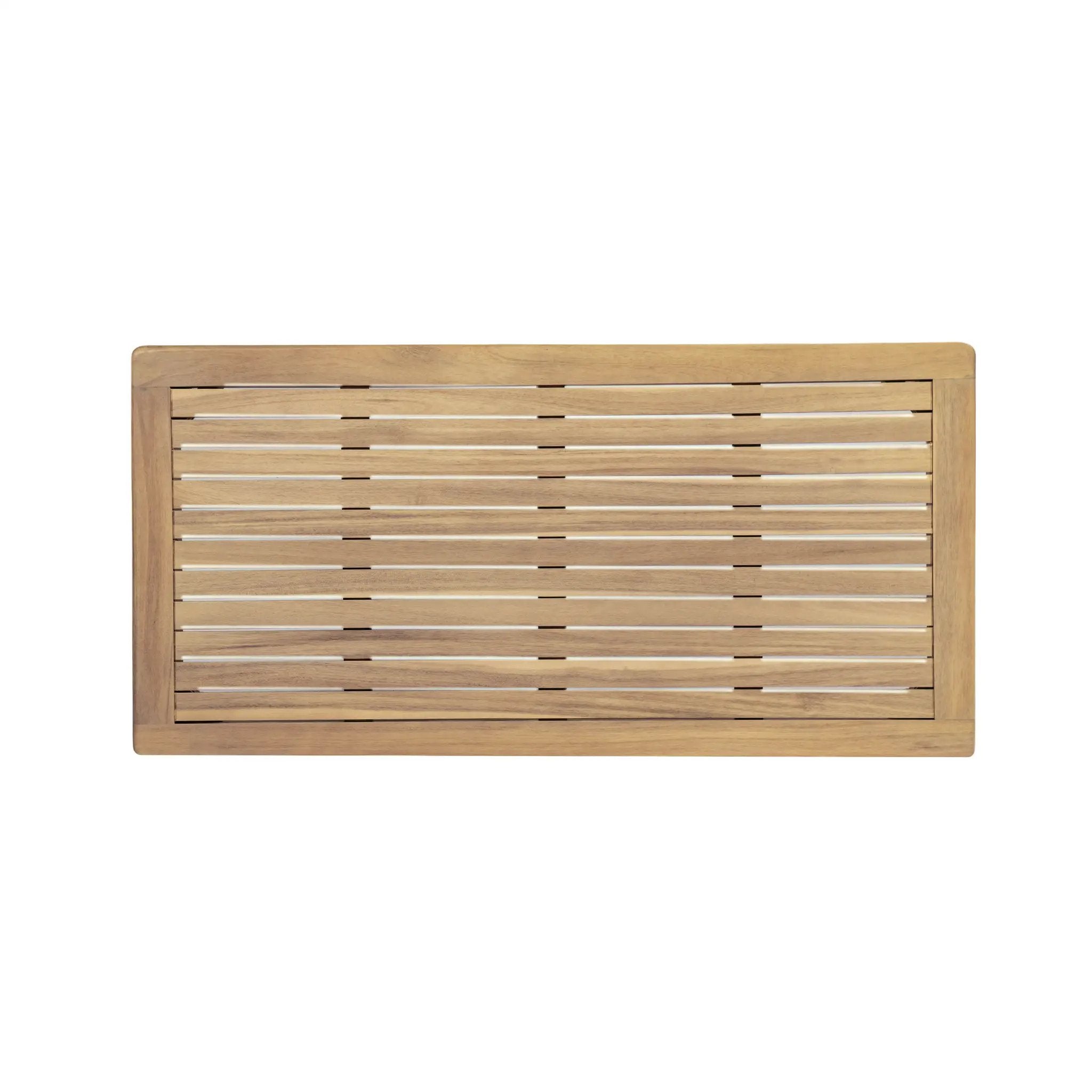 Outdoor Acacia Wood Loveseat with Coffee Table, Light Teak Frame by HouseOfZazla