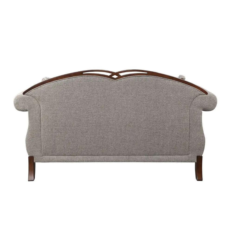 Miyeon - Loveseat With 3 Pillows - Fabric & Cherry by Unique Piece Furniture