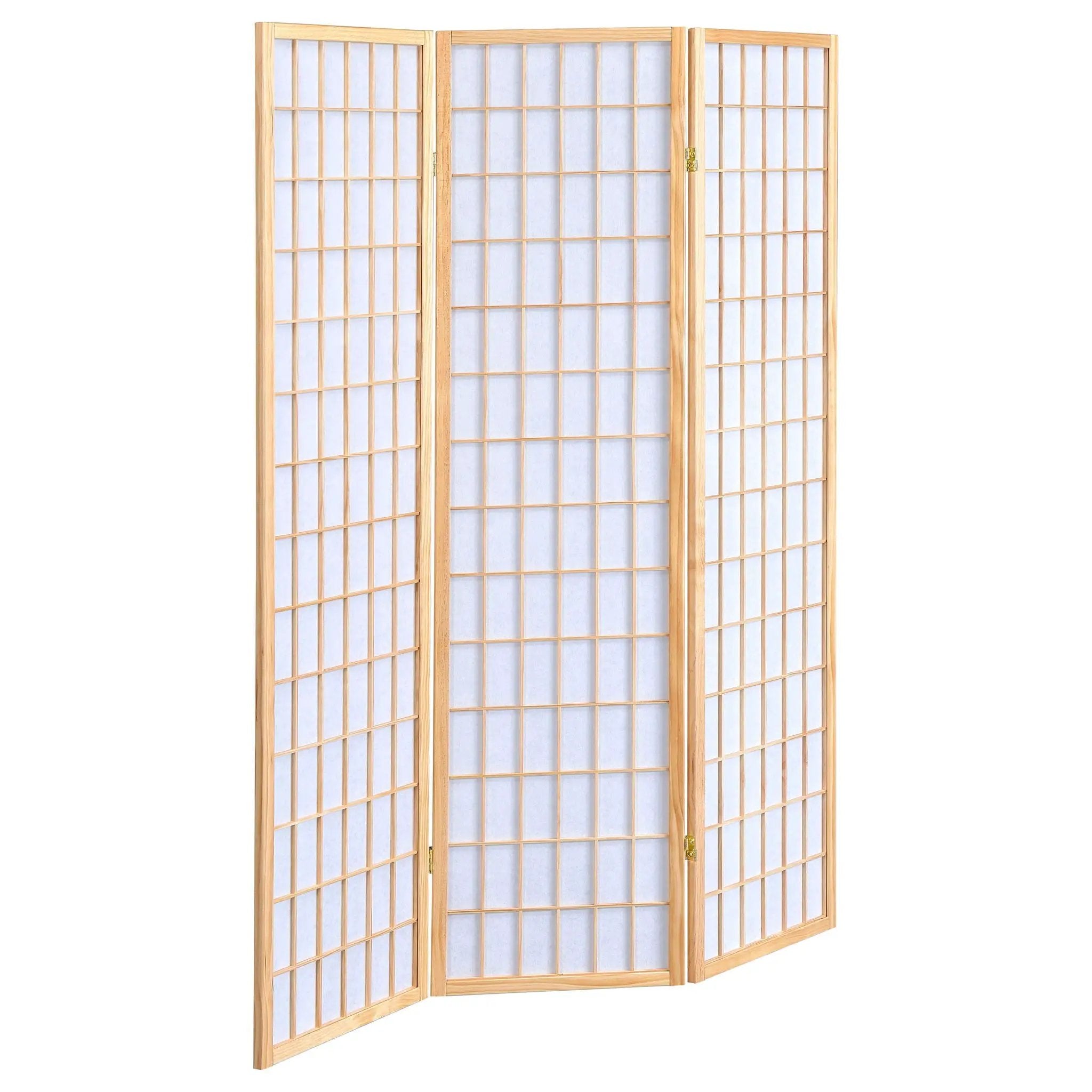Carrie 3-Panel Room Divider Folding Shoji Screen Natural by Unique Piece Furniture