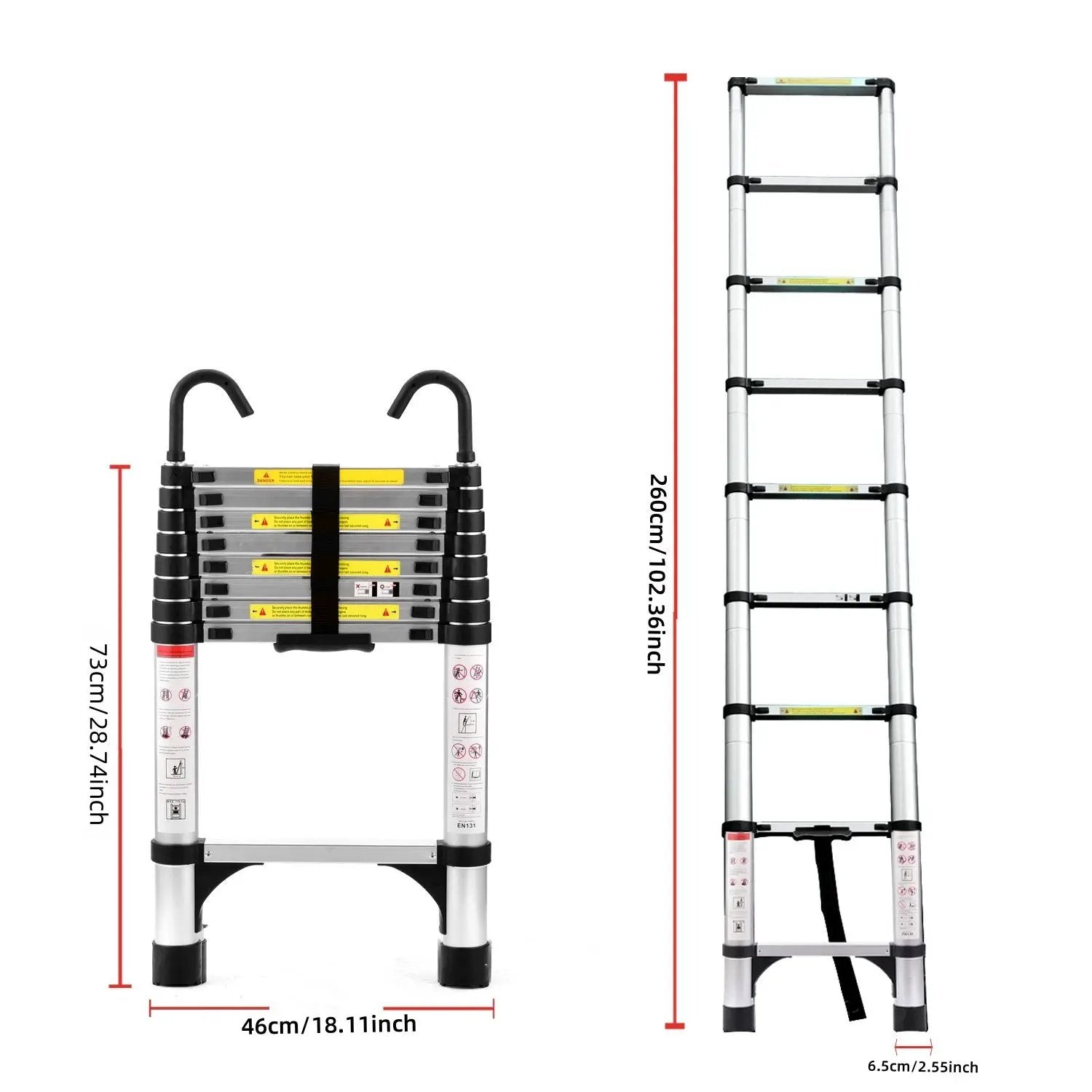 8.5FT Telescopic Ladder - Aluminum Alloy Multi-Purpose Ladder by HouseOfZazla