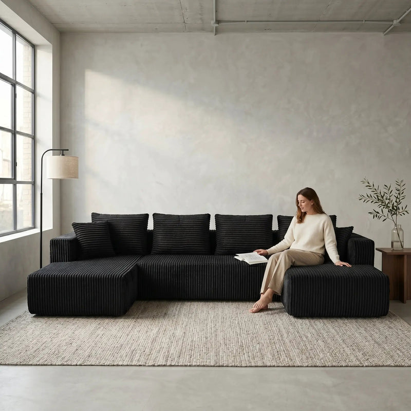 132.1 Inch Modular Sectional Sofa with Double Chaise by HouseOfZazla