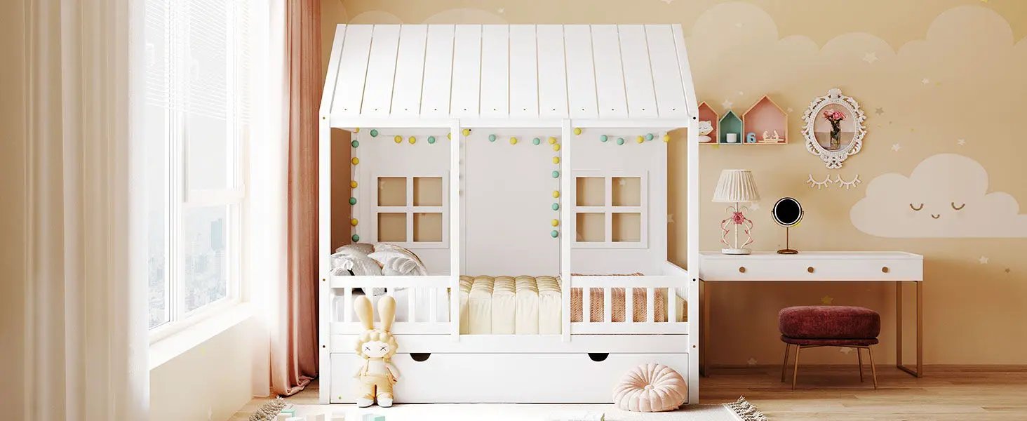 House Bed With Twin Size Trundle, Daybed by HouseOfZazla