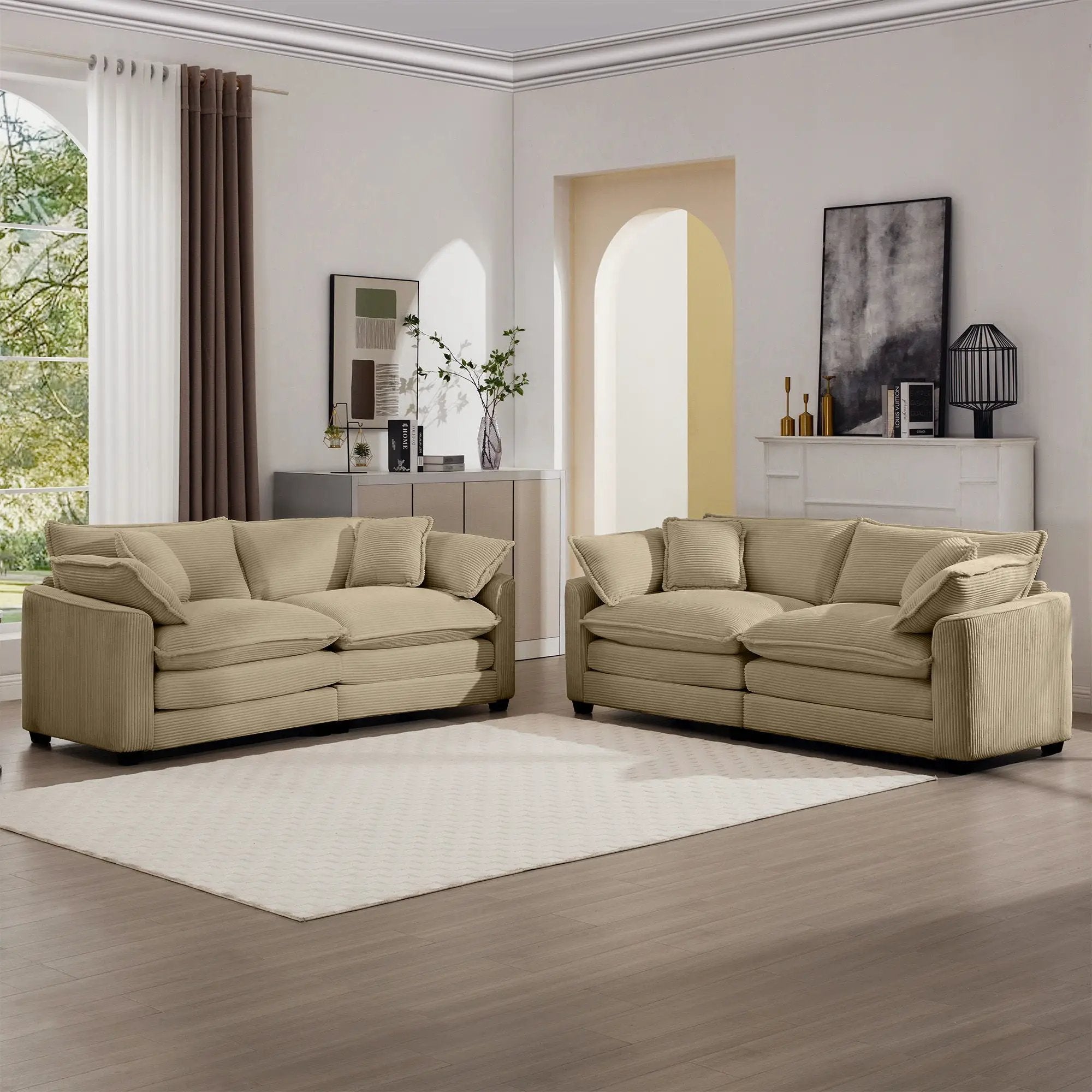 Elegant Oversized Sectional Sofa Set With Deep Seats And Flexible Layout by HouseOfZazla