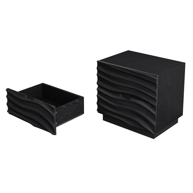 Nightstands, Bedside Table With 2 Drawers (Set of 2) - Black by HouseOfZazla