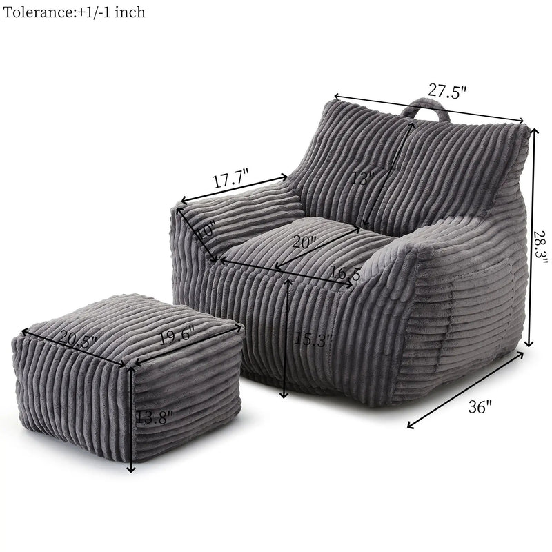 Giant Bean Bag Chair With Armrests And Footstool by Unique Piece Furniture