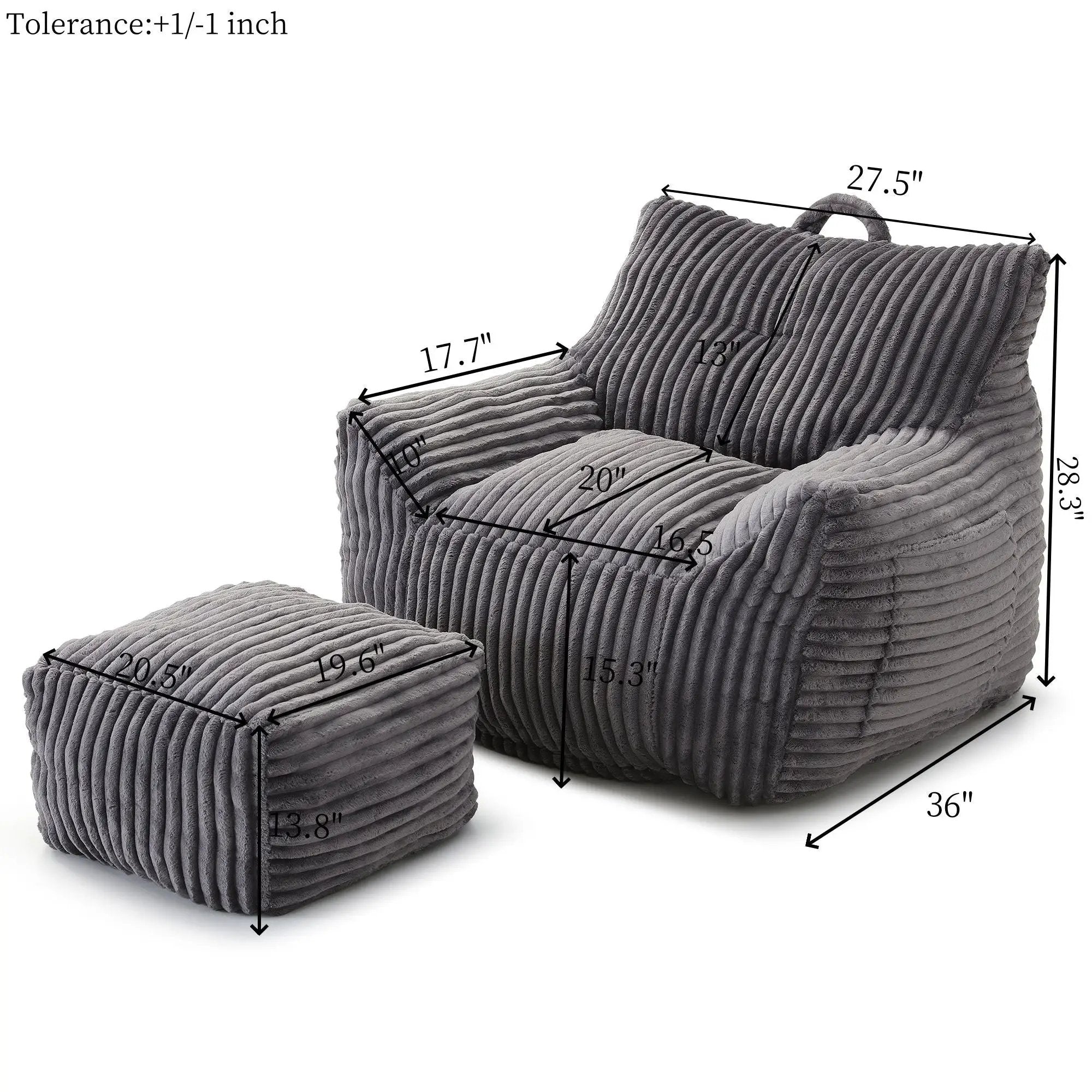 Giant Bean Bag Chair With Armrests And Footstool by HouseOfZazla