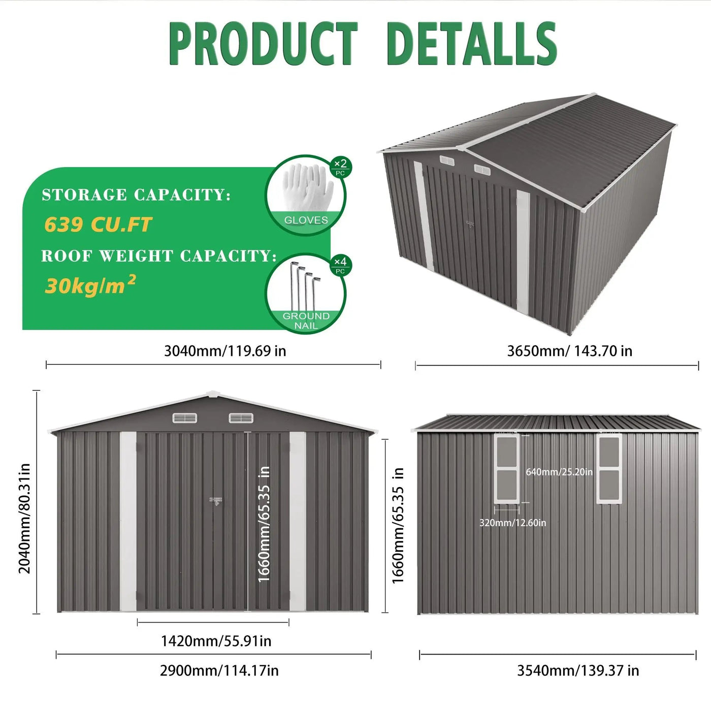 Large Outdoor Storage Shed With Lockable Door, Air Vent by HouseOfZazla