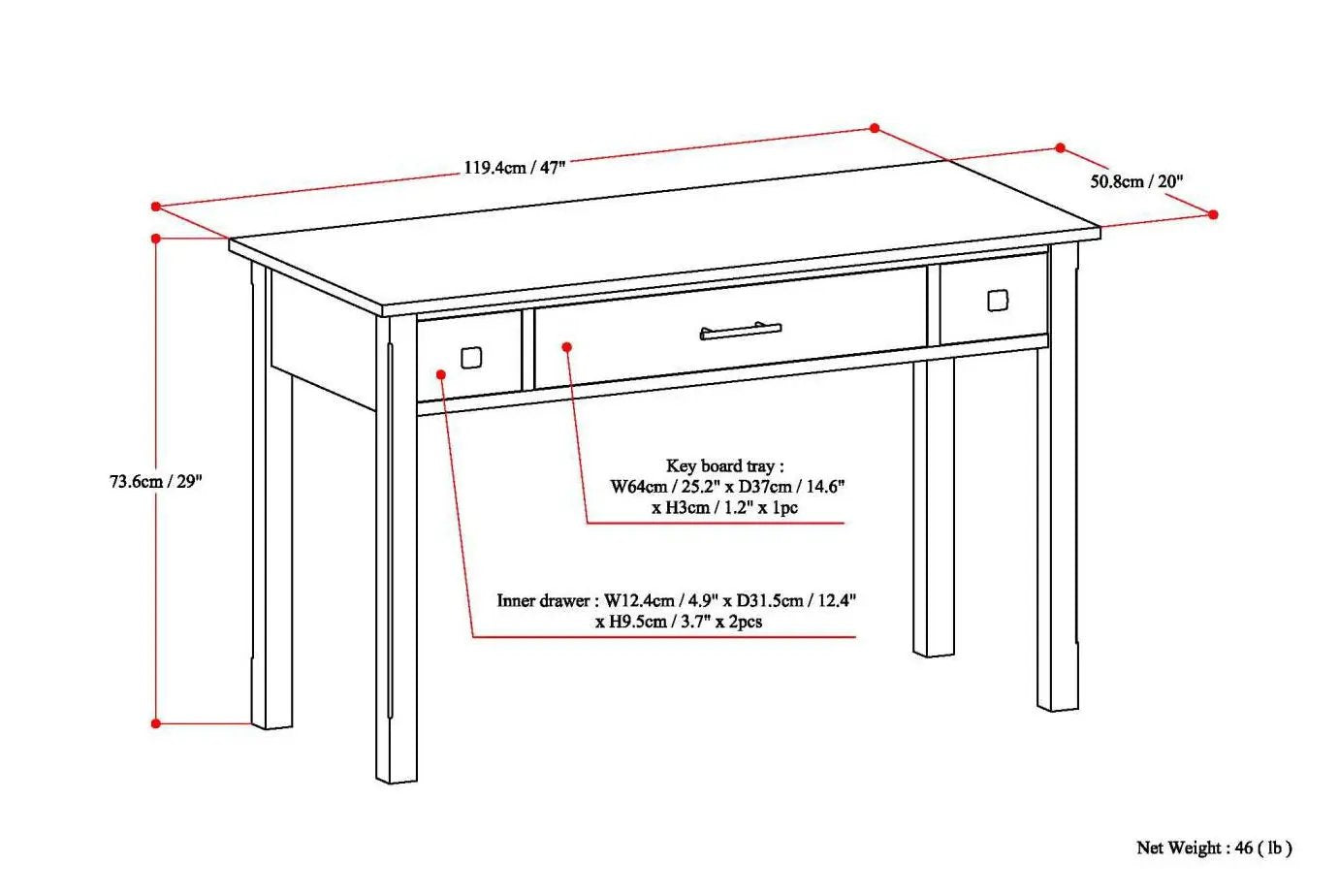 Avalon - Handcrafted Writing Office Desk by Unique Piece Furniture