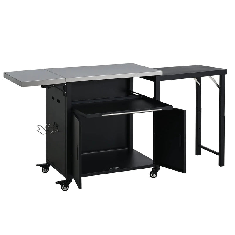 Foldable Outdoor Prep Station BBQ Cart Patio Dining Cart by HouseOfZazla