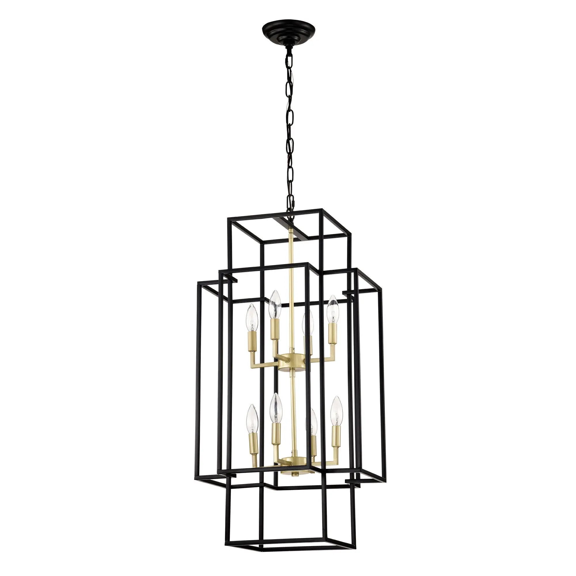 8 Light Lantern Chandelier Lighting, Entryway Chandeliers For High Ceilings, Chandeliers For Dining Room, Foyer, Entry, Staircase, Hallway, Height Adjustable (E12 Bulbs Not Included) by Unique Piece Furniture