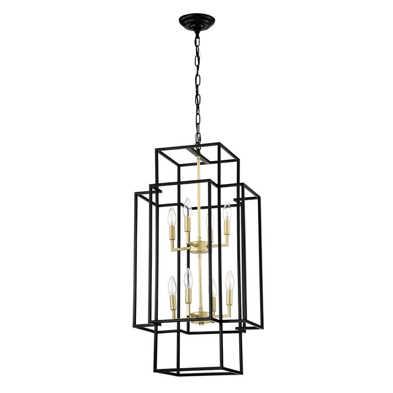 8 Light Lantern Chandelier Lighting, Entryway Chandeliers For High Ceilings, Chandeliers For Dining Room, Foyer, Entry, Staircase, Hallway, Height Adjustable (E12 Bulbs Not Included) by HouseOfZazla