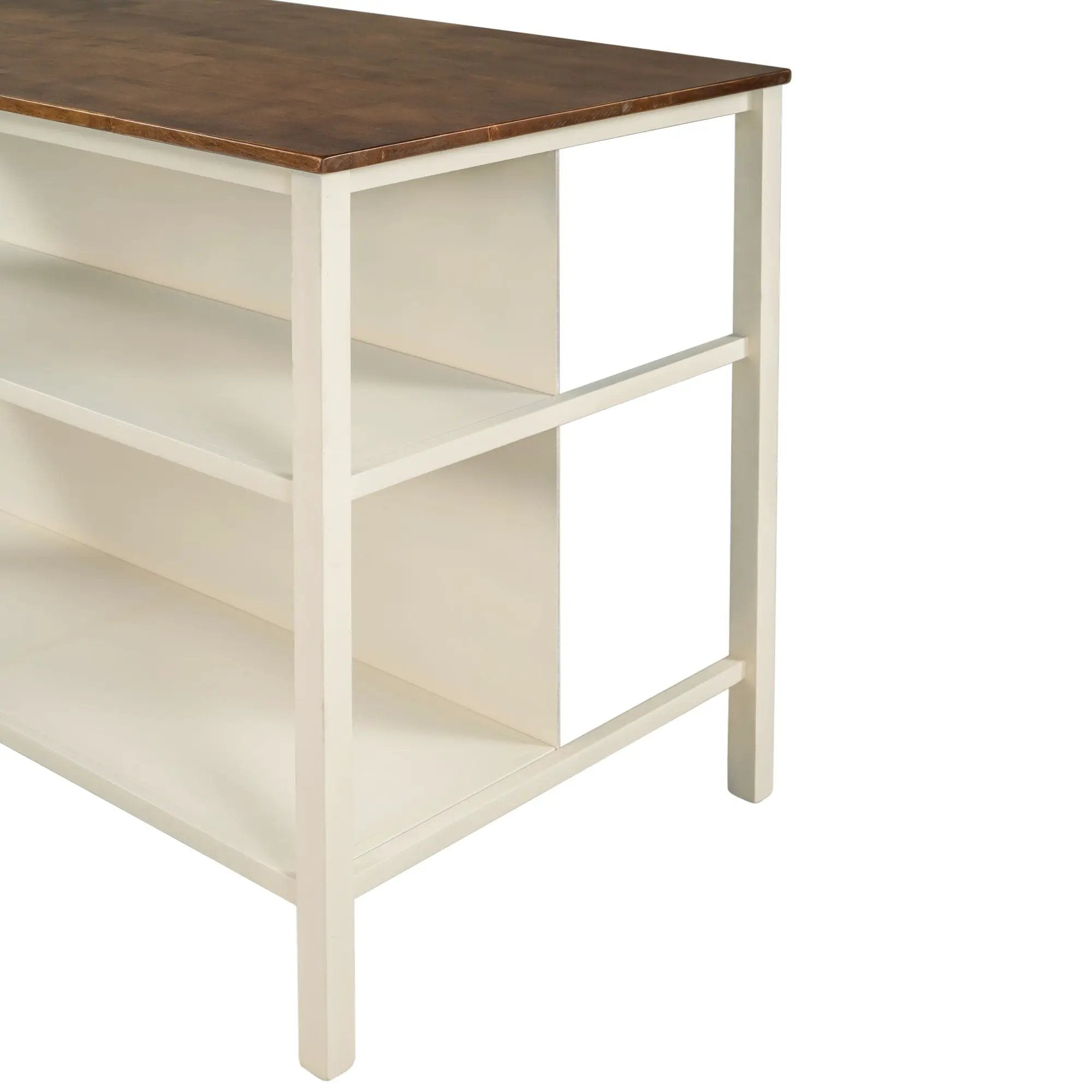 Rustic 3 Piece Stationary Kitchen Island Set With 2 Seatings, With 2 Open Shelves by HouseOfZazla
