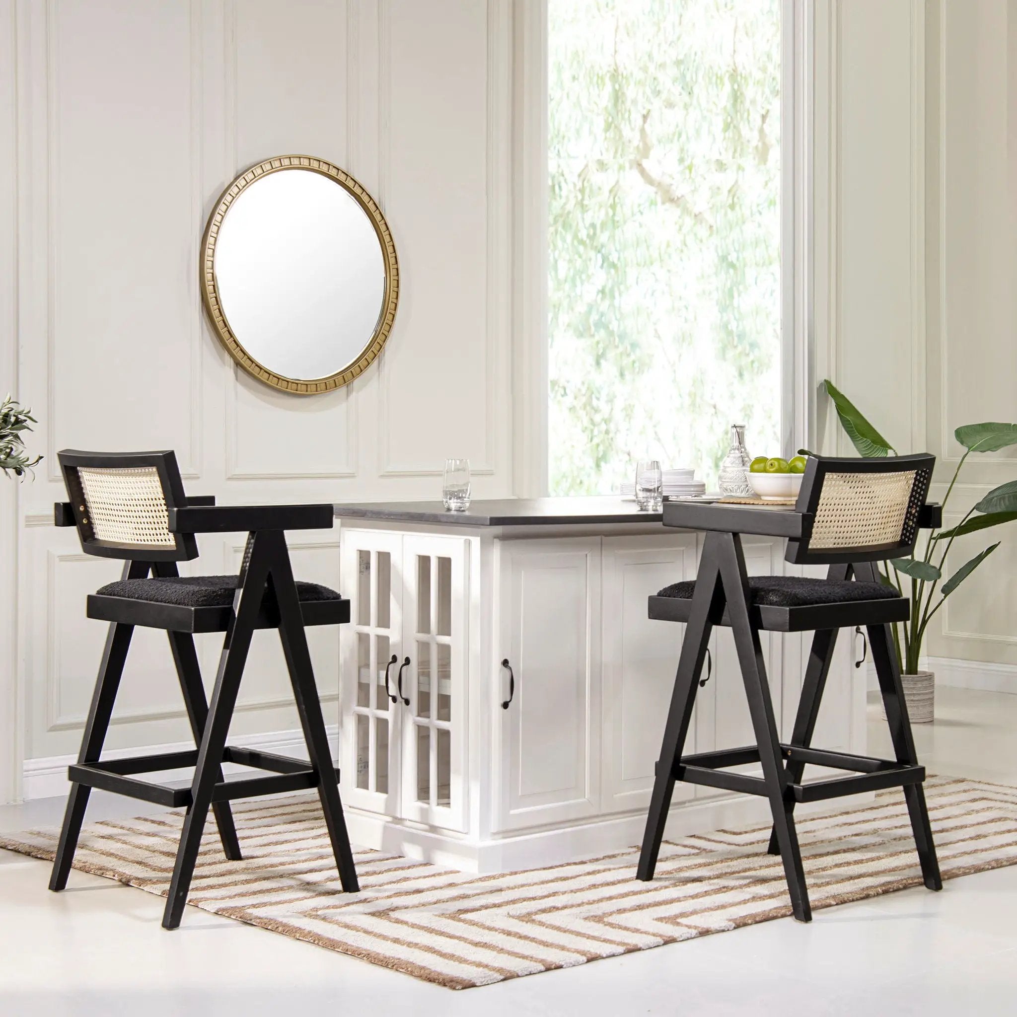 Milan - Modern Webbing Back Stool With Arms (Set of 3) by HouseOfZazla