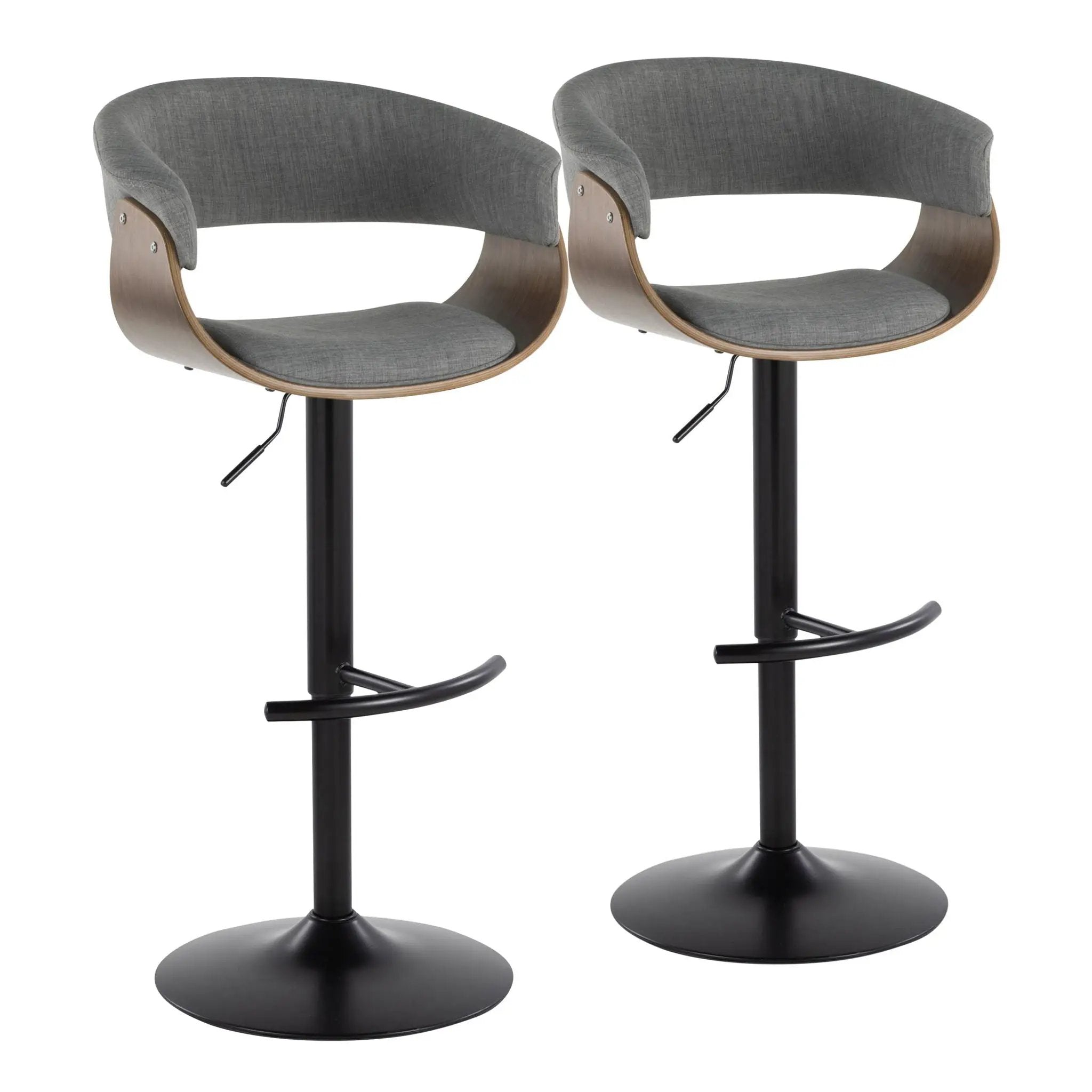 Vintage Mod - Mid Century Modern Adjustable Height Barstool With Swivel & Rounded T Footrest (Set of 2) by Unique Piece Furniture