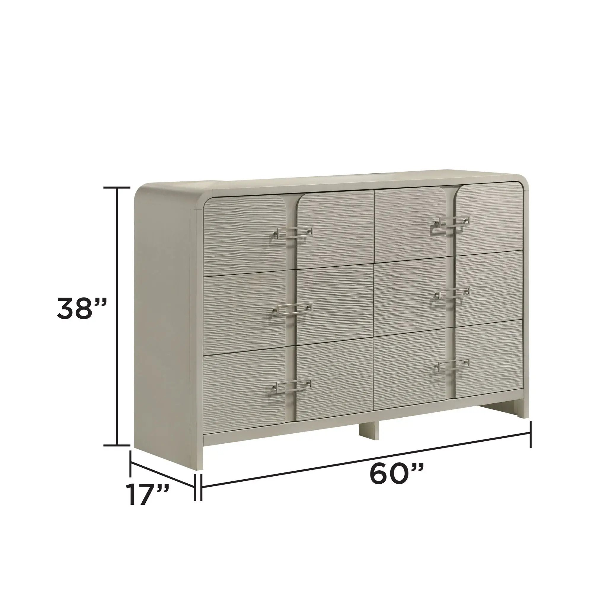Aria - 6 Drawer Dresser - Beige by HouseOfZazla