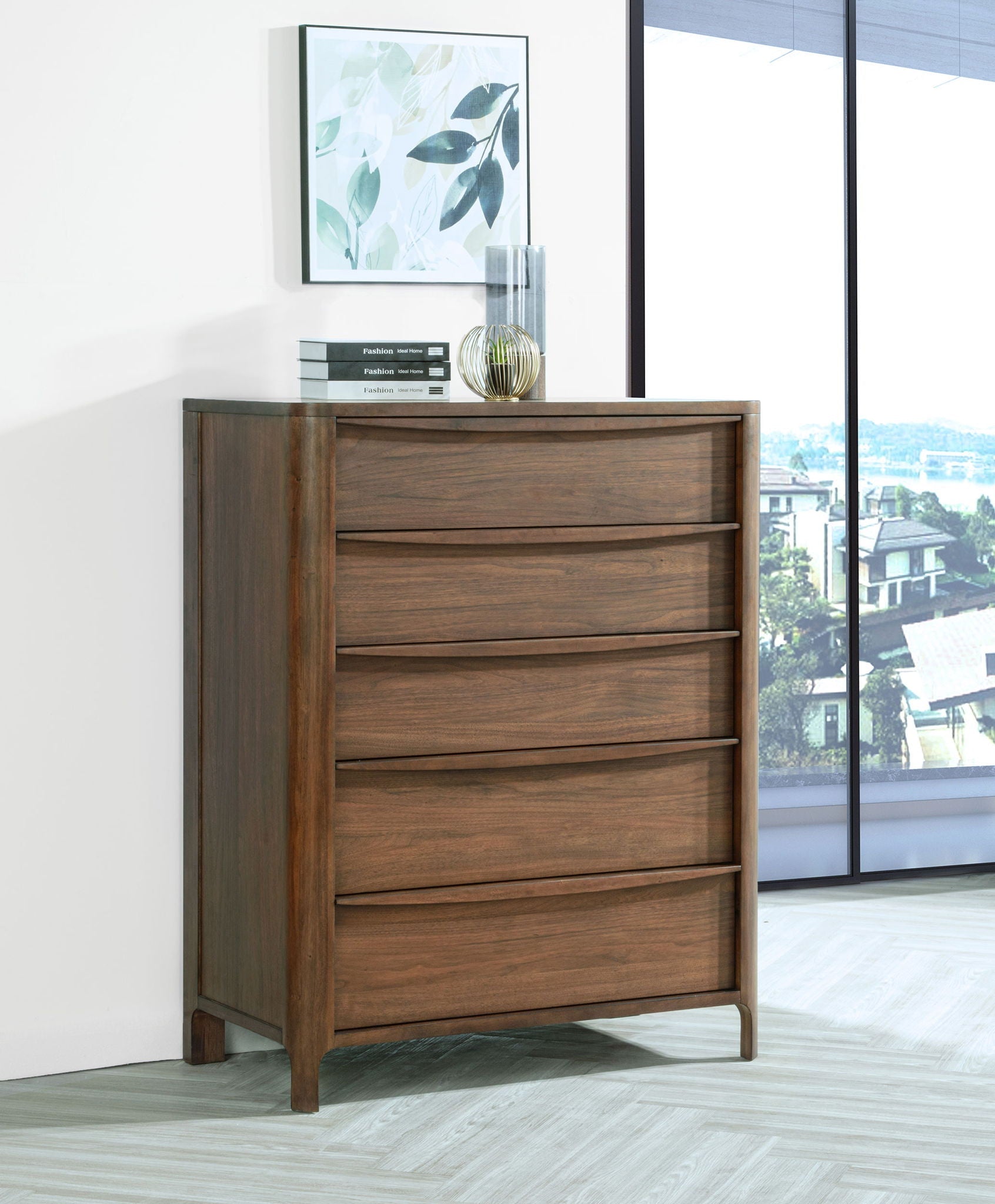 Maderia 5-drawer Chest of Drawers Walnut by Unique Piece Furniture