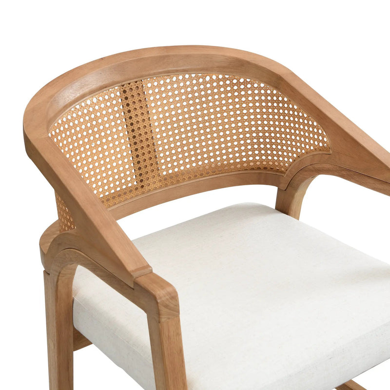 Wooden Frame Counter Stool with Rattan Back - Set of 2 by HouseOfZazla