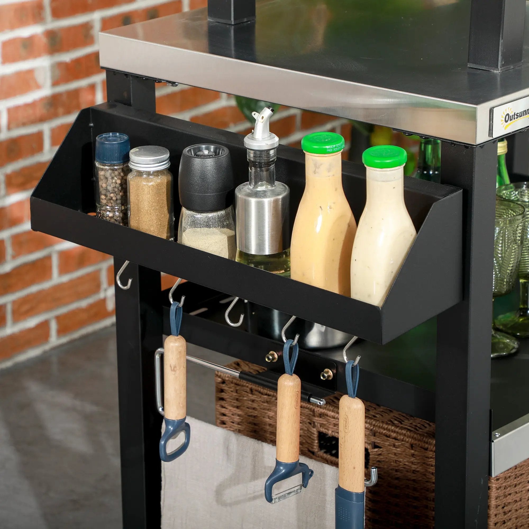 Outsunny Three-Shelf Outdoor Grill Cart with Stainless Steel Tabletop by HouseOfZazla