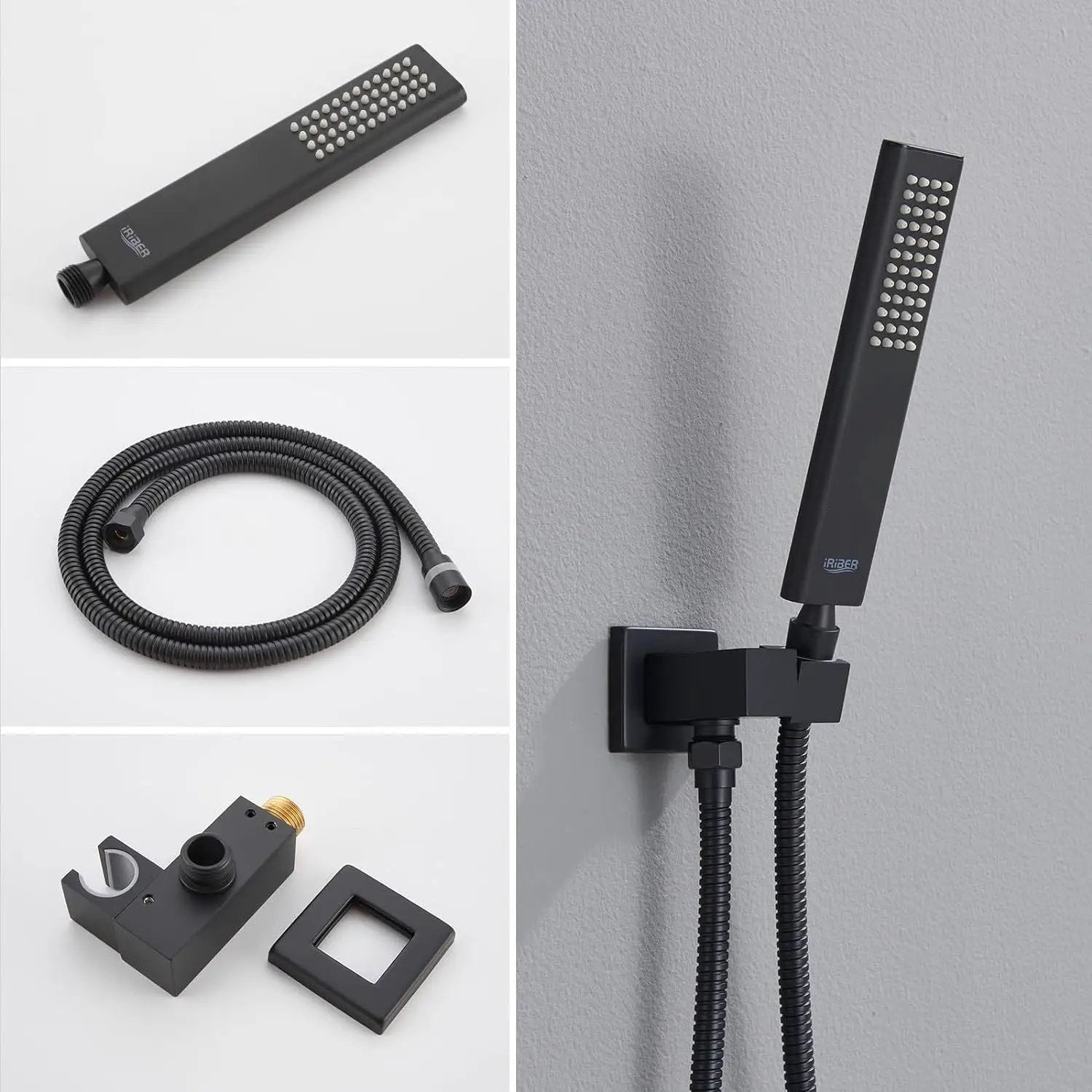 TRUSTMI Thermostatic Shower System Set Matte Black, 3-Way Push Button Diverter Brass Wall Mount Ceiling Shower Faucet Complete with16 Inch 2 Modes Wat by Selzalot