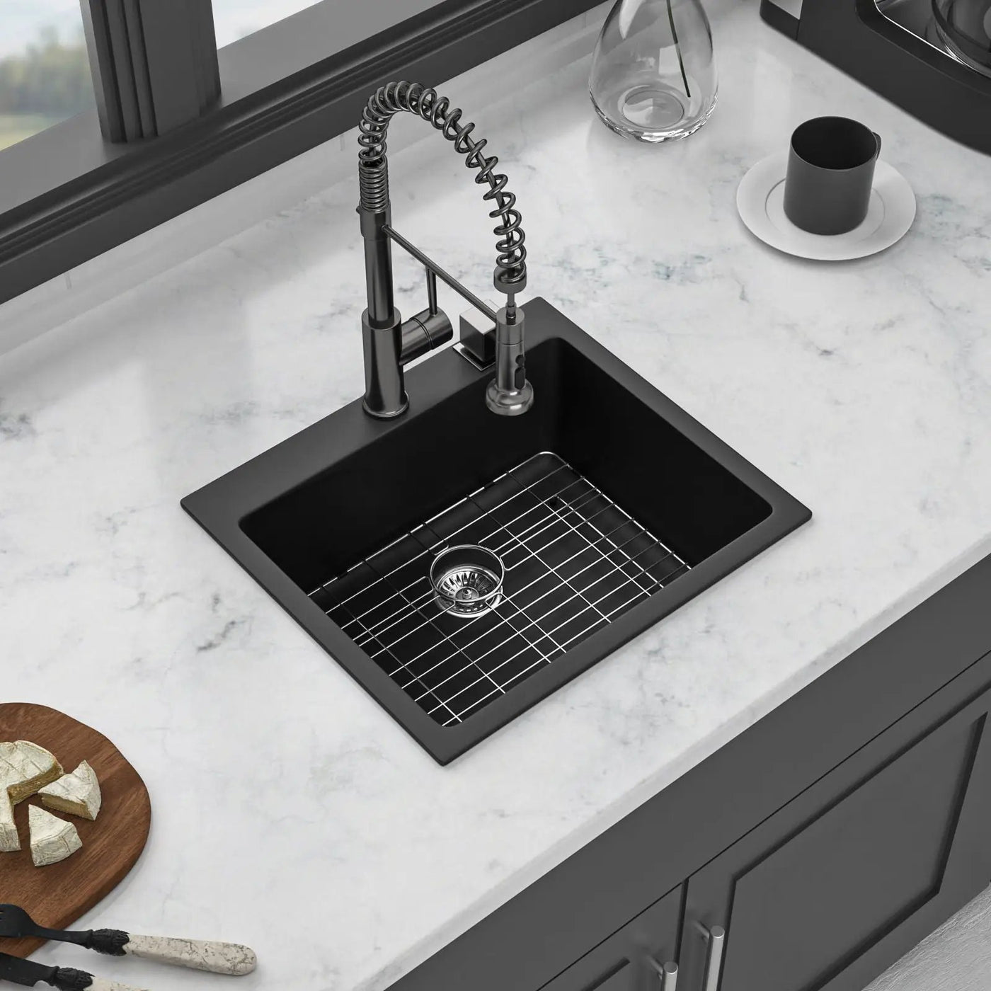 Quartz Kitchen Sink, Granite Composite, Drop In Sink With Durable Design by HouseOfZazla