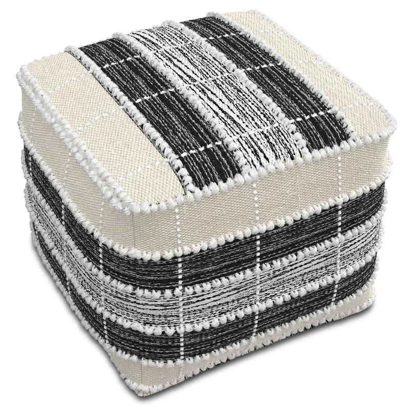 Barley - Square Pouf - White / Beige / Black by Unique Piece Furniture